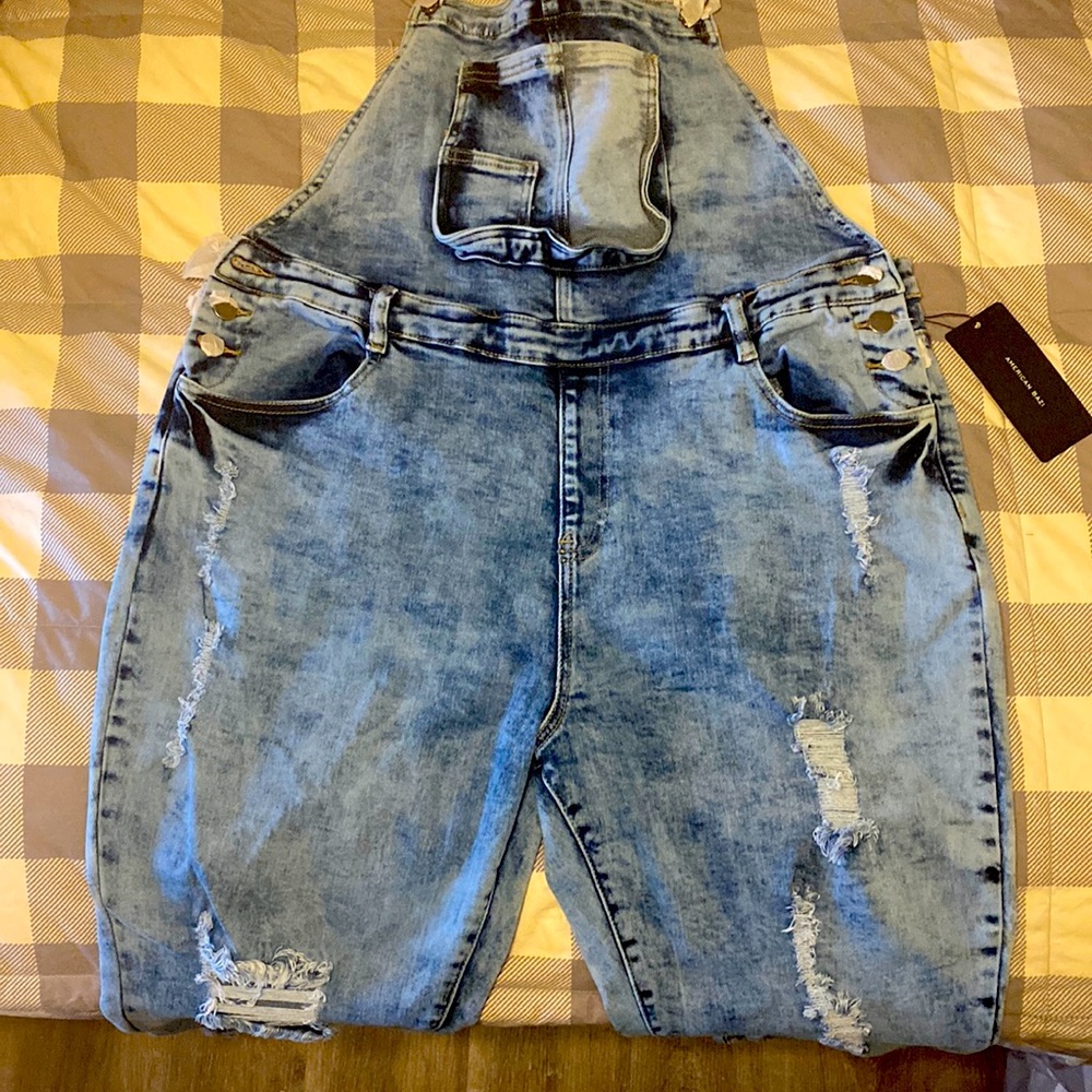 Distressed overalls. NWT.
